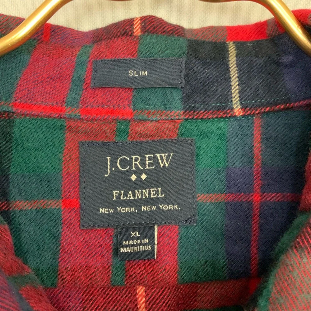 J. Crew Men’s Sz XL Slim‎ Plaid Button Up Long Sleeve Flannel Shirt Casual